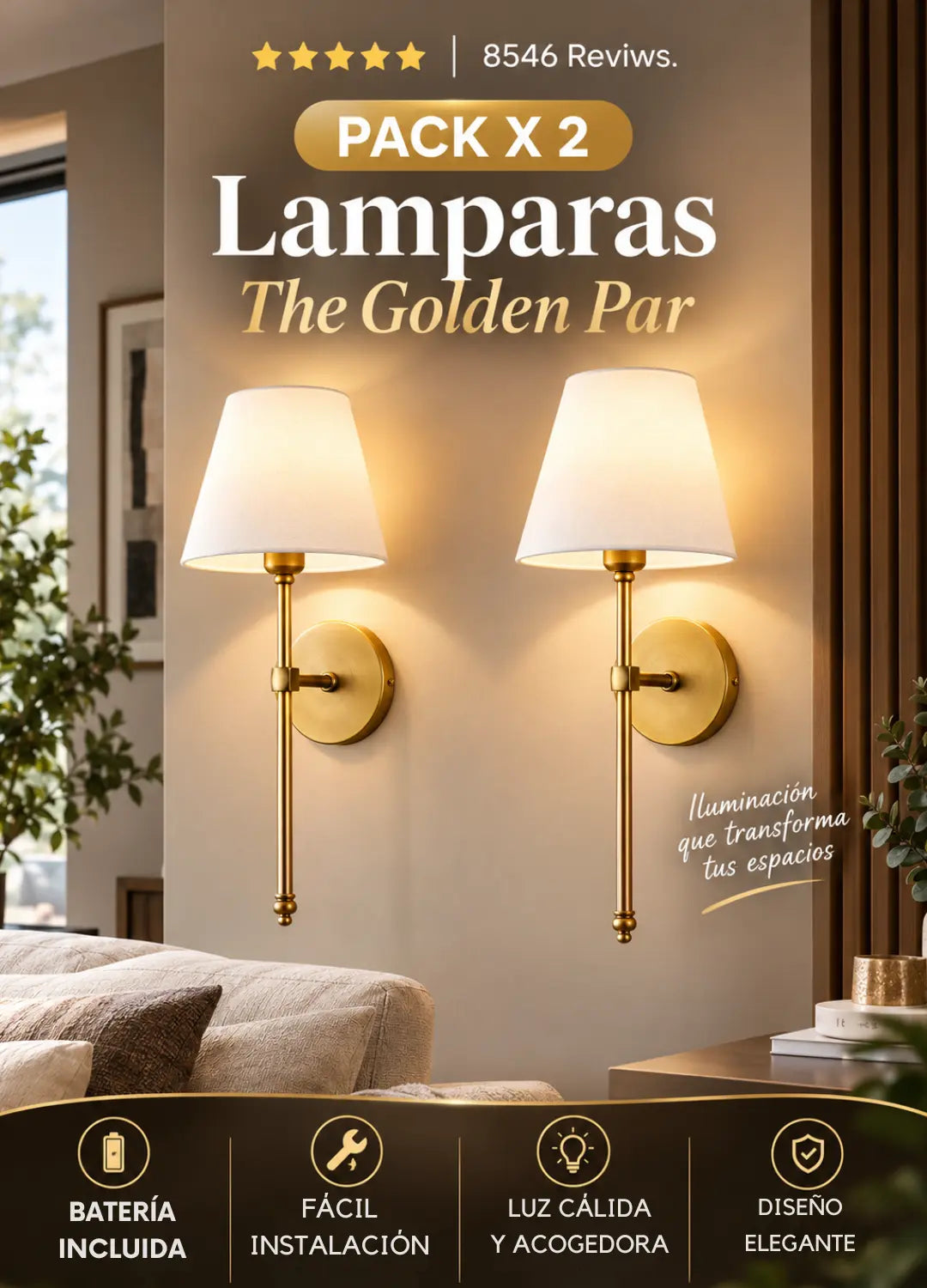 PACK X 2 Lamparas The Golden Par