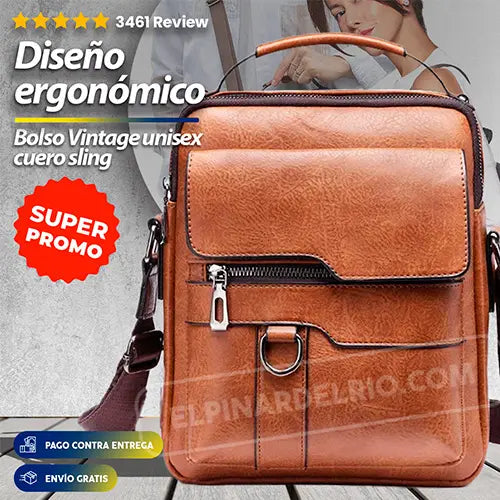 Bolso Vintage Unisex Cuero Sling 50% OFF