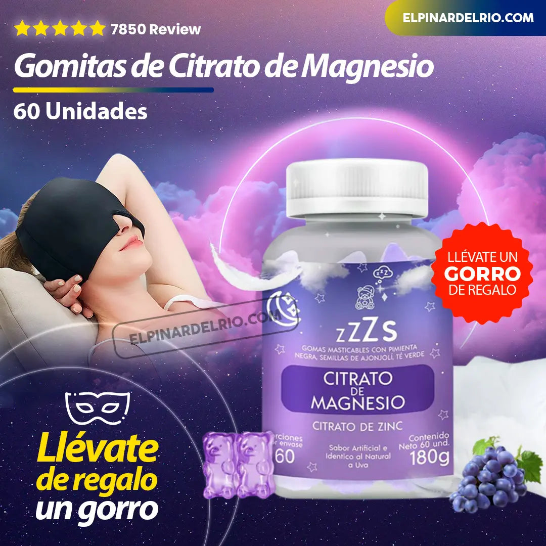 Gomitas de Citrato de Magnesio 60 UNIDADES + Gorro de Regalo