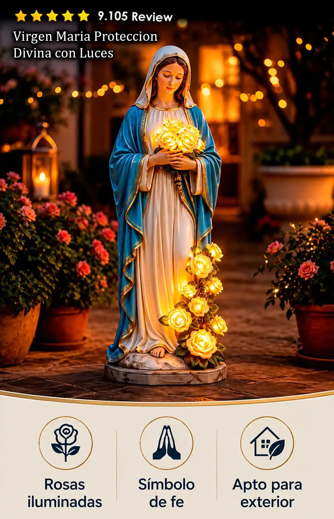 Virgen Maria Proteccion Divina con Luces