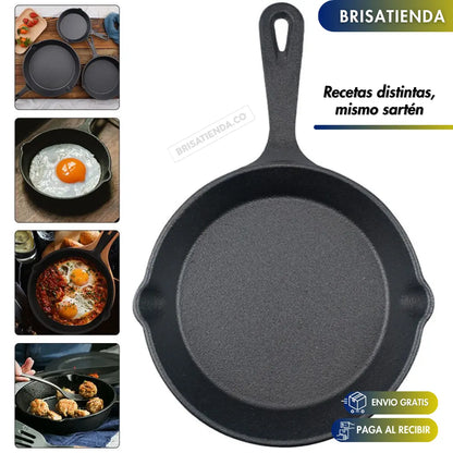 Set X 3 Sartenes De Hierro Fundido ChefCast + 3 FUNDAS  GRATIS+ Guía de Curado y Recetario