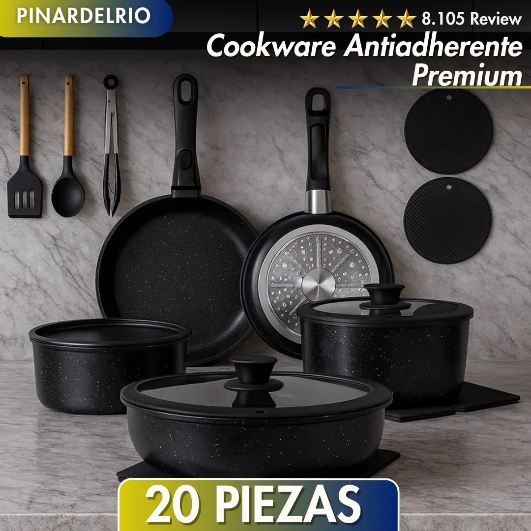 SET 20 PIEZAS Cookware Antiadherente Premium
