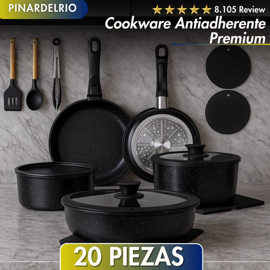 SET 20 PIEZAS Cookware Antiadherente Premium