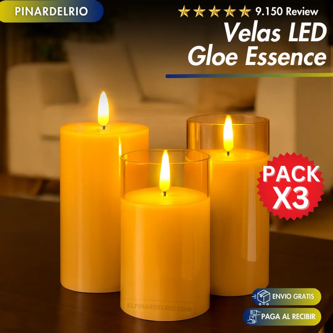 Pack X 3 Velas LED Glow Essence (Usa 2 baterías AAA)