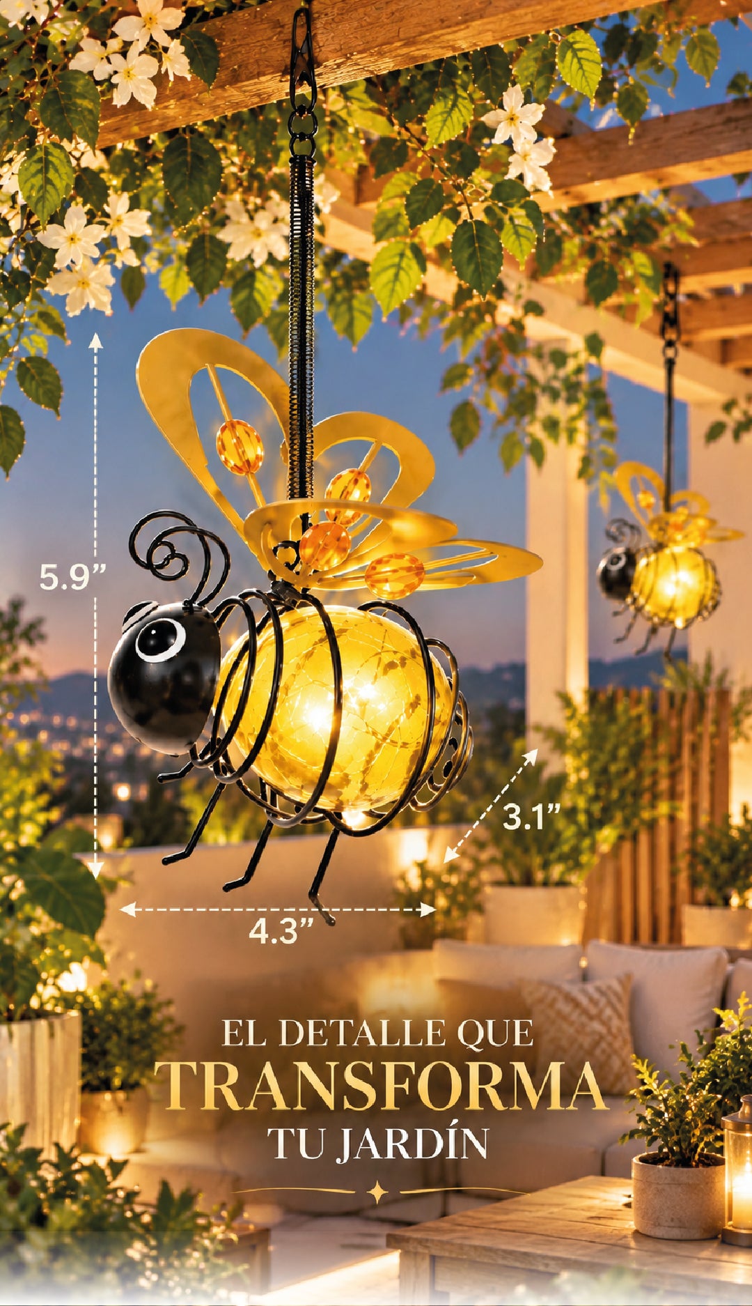 Lampara decorativa Solar Bee Decor