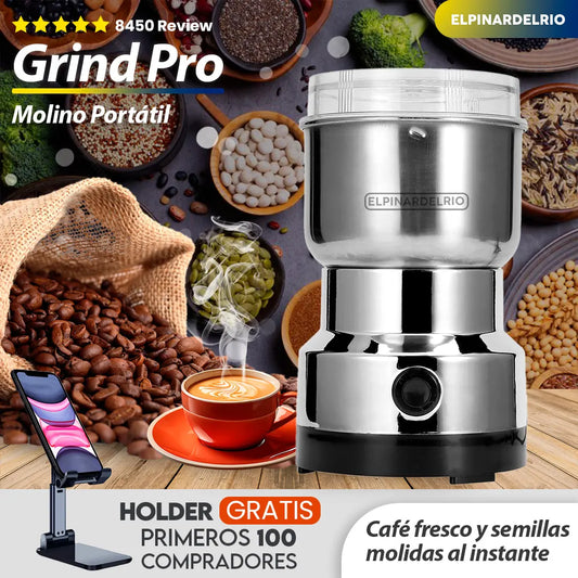 Molino Eléctrico Portátil GrindPro + Holder Gratis