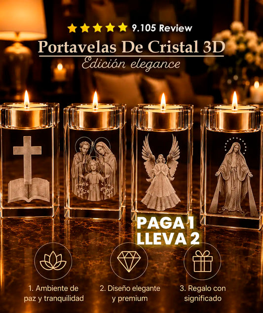 Portavelas De Cristal 3D