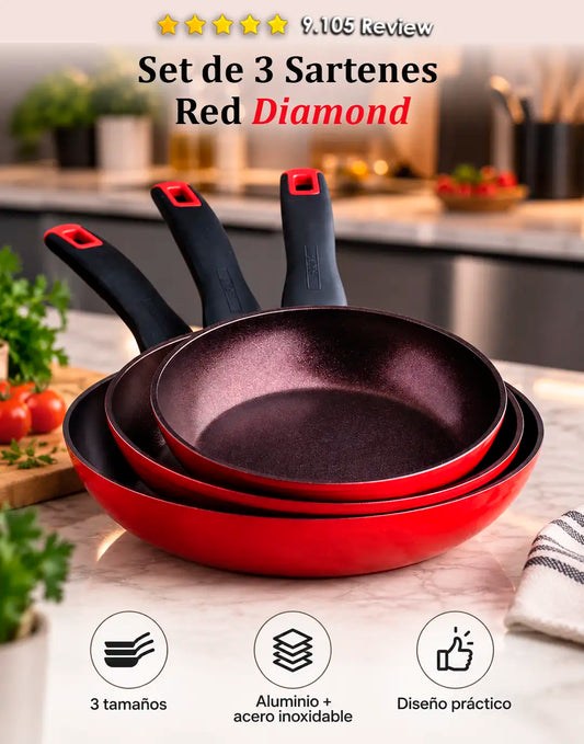 Set de 3 sartenes Red Diamond