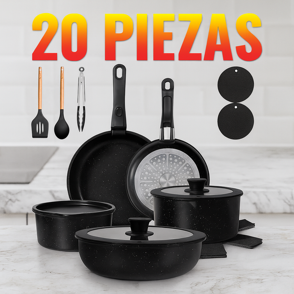 SET 20 PIEZAS Cookware Antiadherente Premium