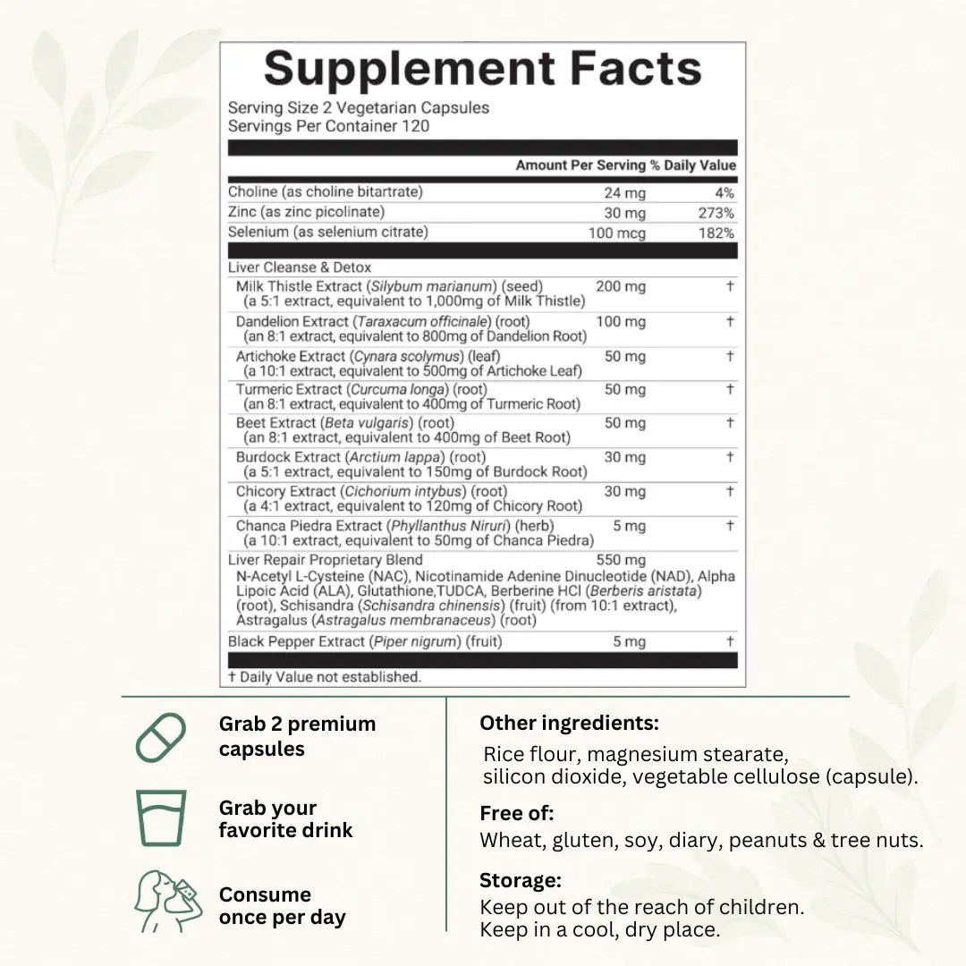 Suplemento Herbal Regenerador Liver Detox – Cleanse & Repair