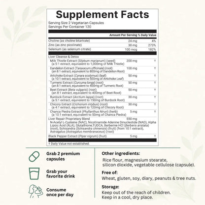 Suplemento Herbal Regenerador Liver Detox – Cleanse & Repair
