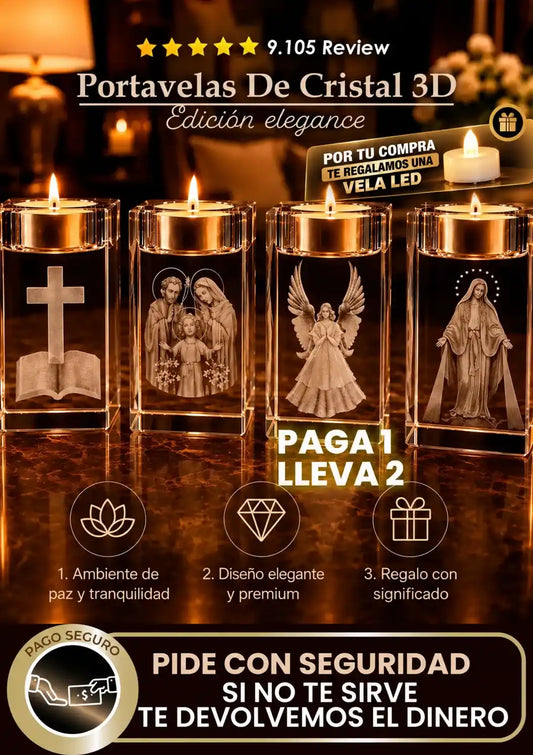 Portavelas De Cristal 3D